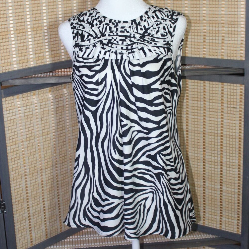 Banana Republic Black & White Zebra Striped Sleeveless Blouse
